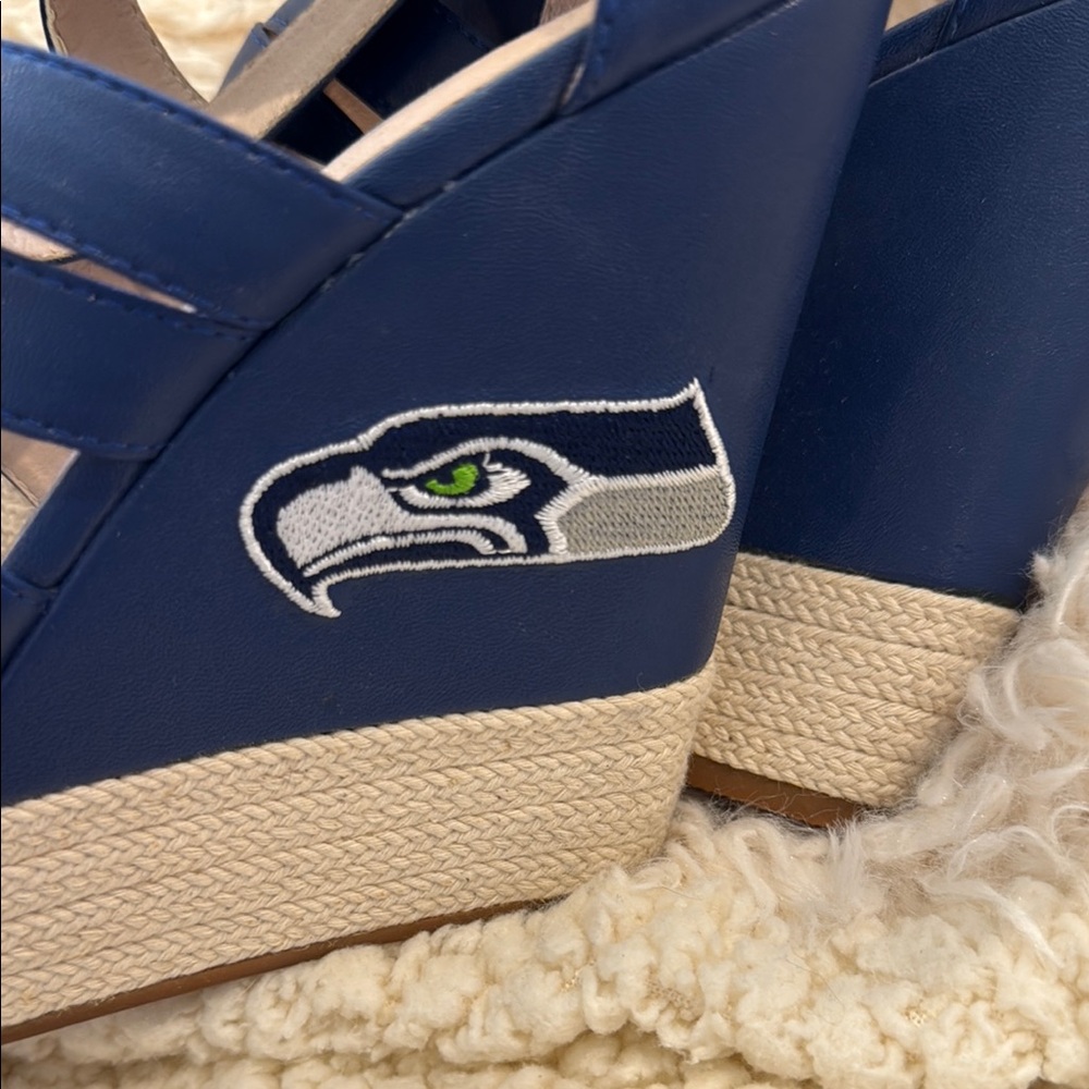 Seahawks! 💚💙💚
Chic Blue Wedge Sandals with Suede Straps - Picture 5 of 5